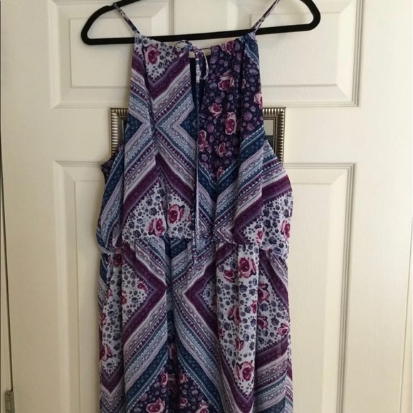 Purple and Blue Mini Halter Dress - Picture 2 of 4